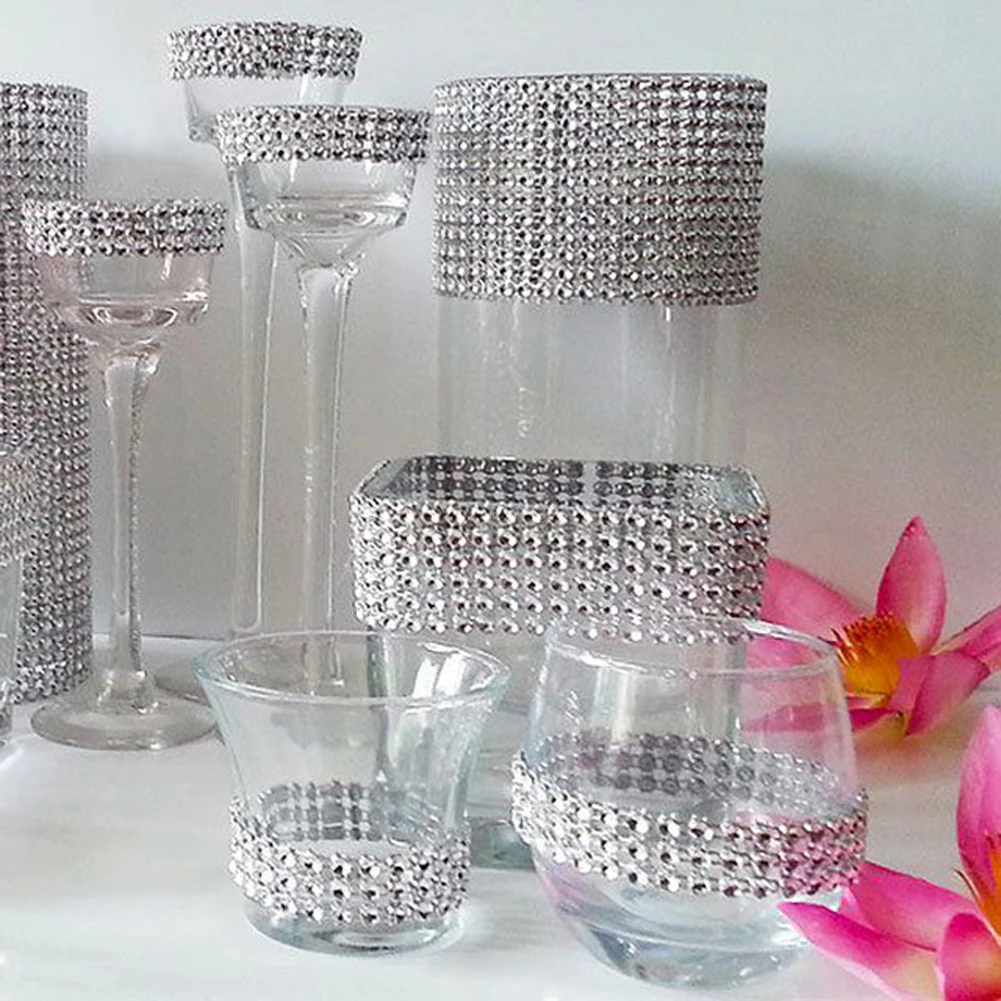 1Yard 8/24 Rows Gold Silver Crystal Diamond Mesh Rhinestone Ribbon for Wedding Party Gift Vase Floral Decoration Products Decor 1Yard 8/24 Rows Gold Silver Crystal Diamond Mesh Rhinestone Ribbon for Wedding Party Gift Vase Floral Decoration Products Decor