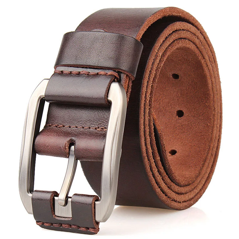 

Casual Genuine Leather Men's Belt Buckles For Men Vintage Mens Belt Jeans Cowskin Metal Buckle Street Luxury Brand Male Belts