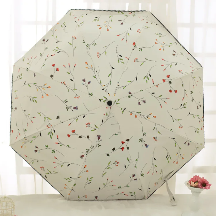 Автоматический Вышитый вручную зонтик с цветами бегонии. Красивый художественный Зонт с тремя сложениями. Для женщин со складным зонтом