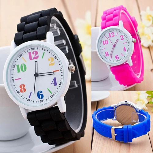 Детская одежда для девочек с модные силиконовый ремешок часы «арабский номер» спортивные Повседневное кварцевые детские наручные часы reloj infantil