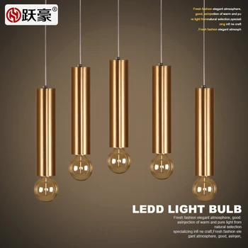 

Nordic style designer led iron gold stick pendant light for dining room with golden single head hanging light