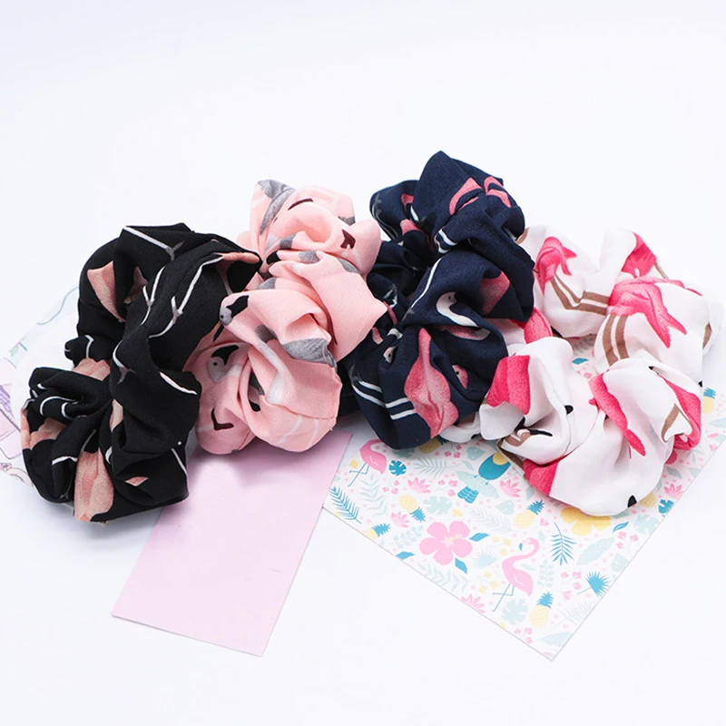 Women Flamingo Fashion Elastic Hair Ties Girls Cute Headband Rings Rope Ponytail Holder Scrunchie Accessories Headwear |