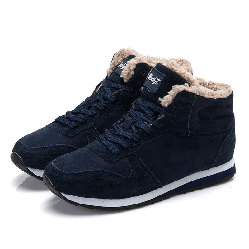 

Men Boots Winter Shoes With Fur 2018 Warm Snow Boots Men Ankle Shoes Cross Tie Winter Boots Work Shoes Men Footwear Fashion