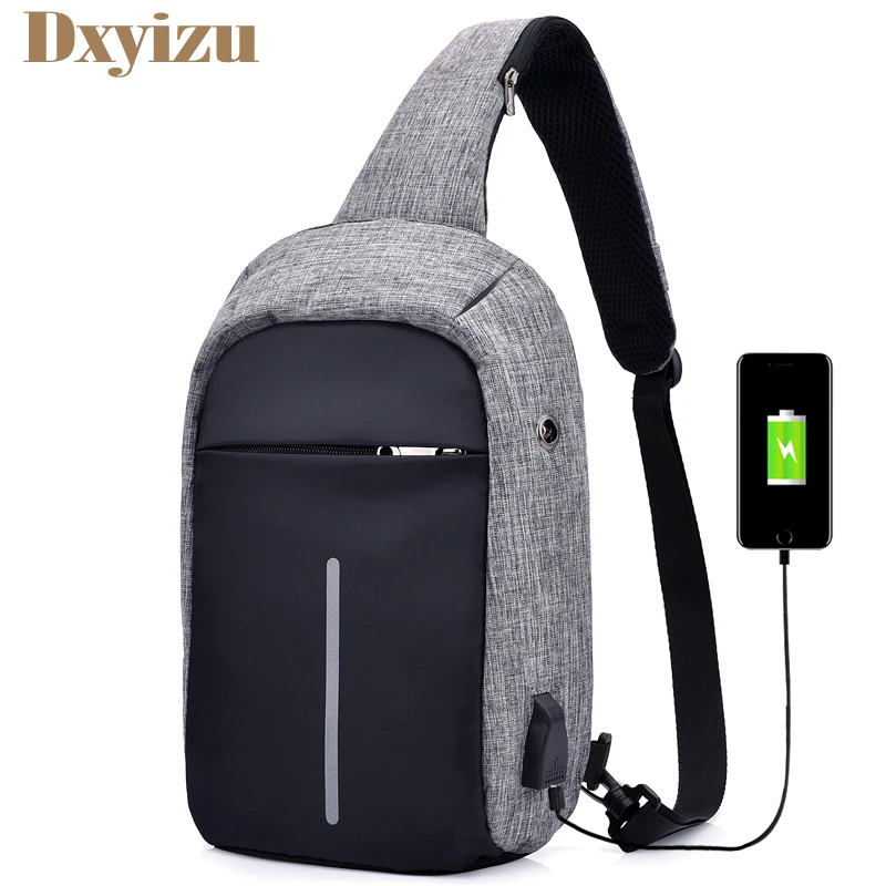 

Men's Usb Charging Fashion Waterproof Crossbody Bags Men Casual Messenger Bag Small Brand Designer Chest Pack Male Shoulder Bag