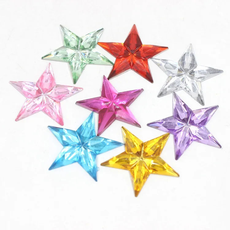 

Free Shipping New Big Size 31MM 20Pcs Many Colors Five-Pointed Star Flat Back Acrylic Rhinestone For DIY Decoration