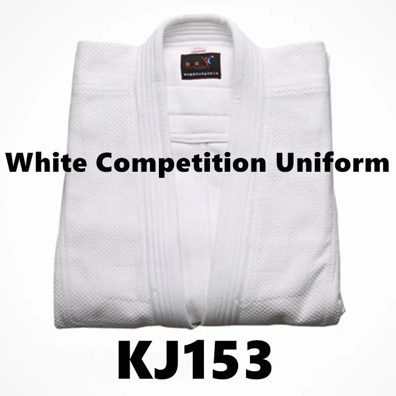 Новинка года; синяя и белая хлопковая форма для дзюдо, джиу джицу, джиу-джитсу; Стандартная форма для таэквондо; Форма для боевых искусств; тренировочный костюм для соревнований - Цвет: KJ 153 White
