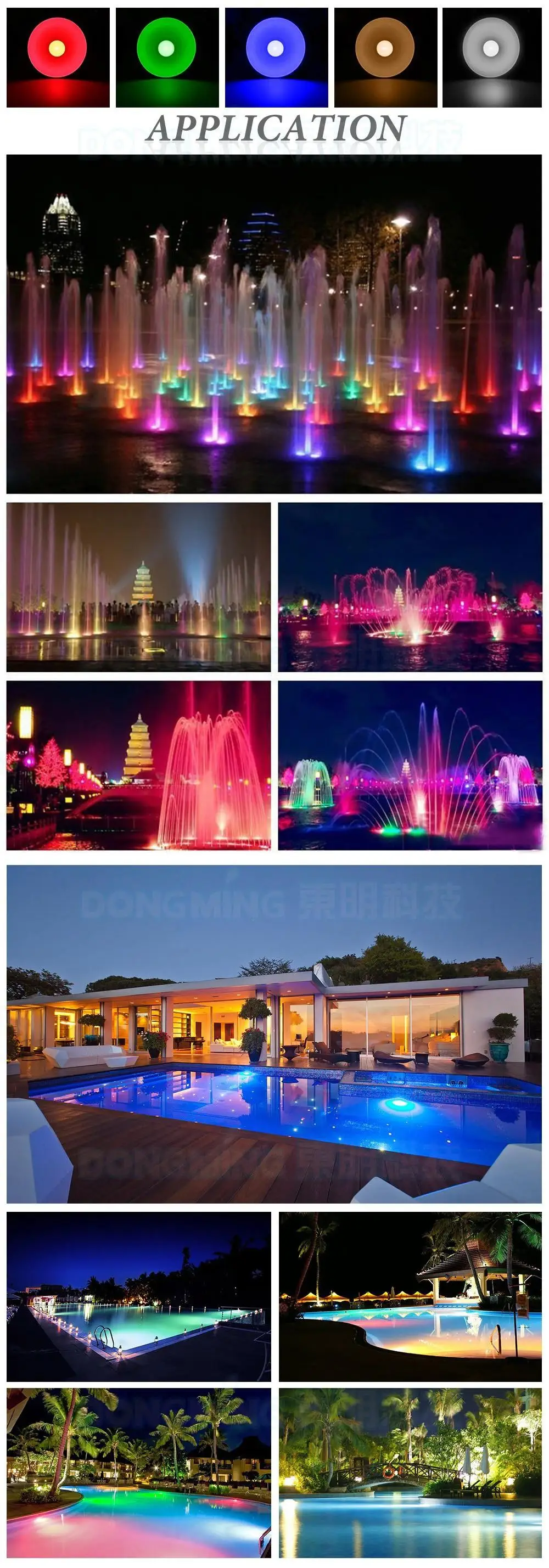 Luzes da Piscina de Natação Luzes da Piscina Ip68 à Prova Subaquática Azul Vermelho Verde d' Água Levou Lagoa Fonte Luzes Lente Plano Dc12v 3 w 7 de natação azul vermelho verde ip68 à