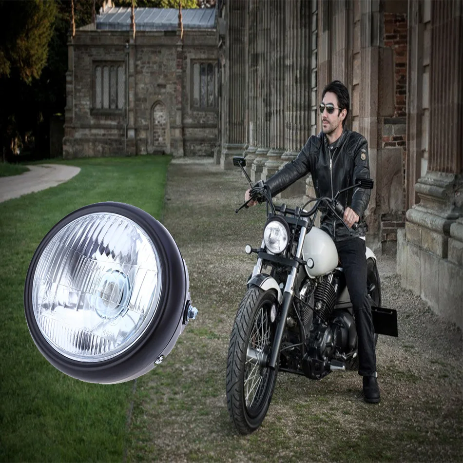 

Motorcycle 35W 6-Inch Hi/Low Halogen Headlight W/Amber LED Turn Signal Lamp For CG125 GN125 CG200 Cafe Racer Bobber Custom