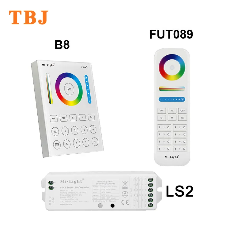 

Mi.Light Touch Panel 5 in 1 led remote controller / 2.4G wireless FUT089 B8 LS2 8 Zone RGB+CCT RF dimmer for strip light bulb