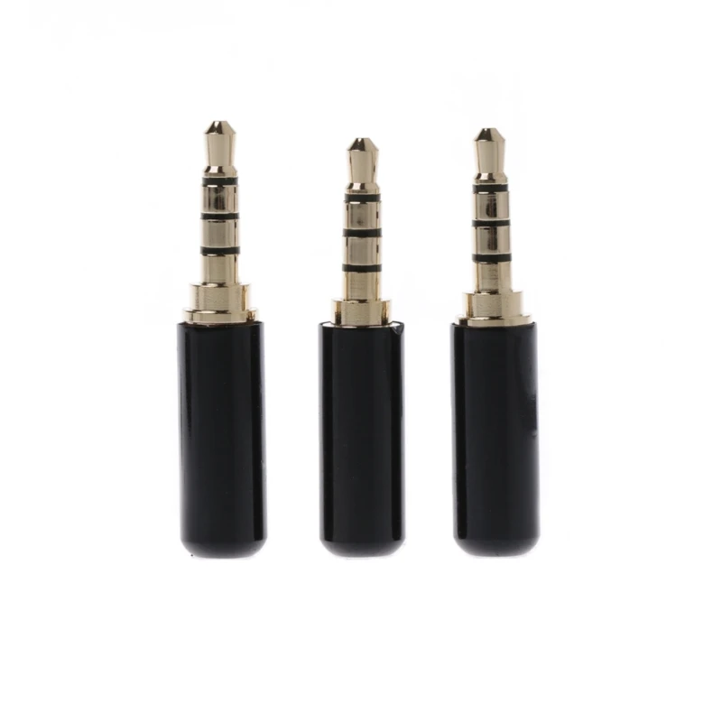 Pólo de Cobre Banhado a Ouro Conector de Solda Tomada de Áudio Pces Macho Estéreo 10 4 3.5mm 4 10 pces 4 pólo de cobre banhado