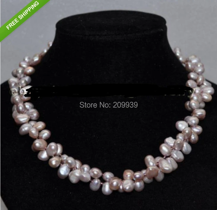 

huij 002683 2strds Baroque 7*8-10mm freshwater pearl necklace