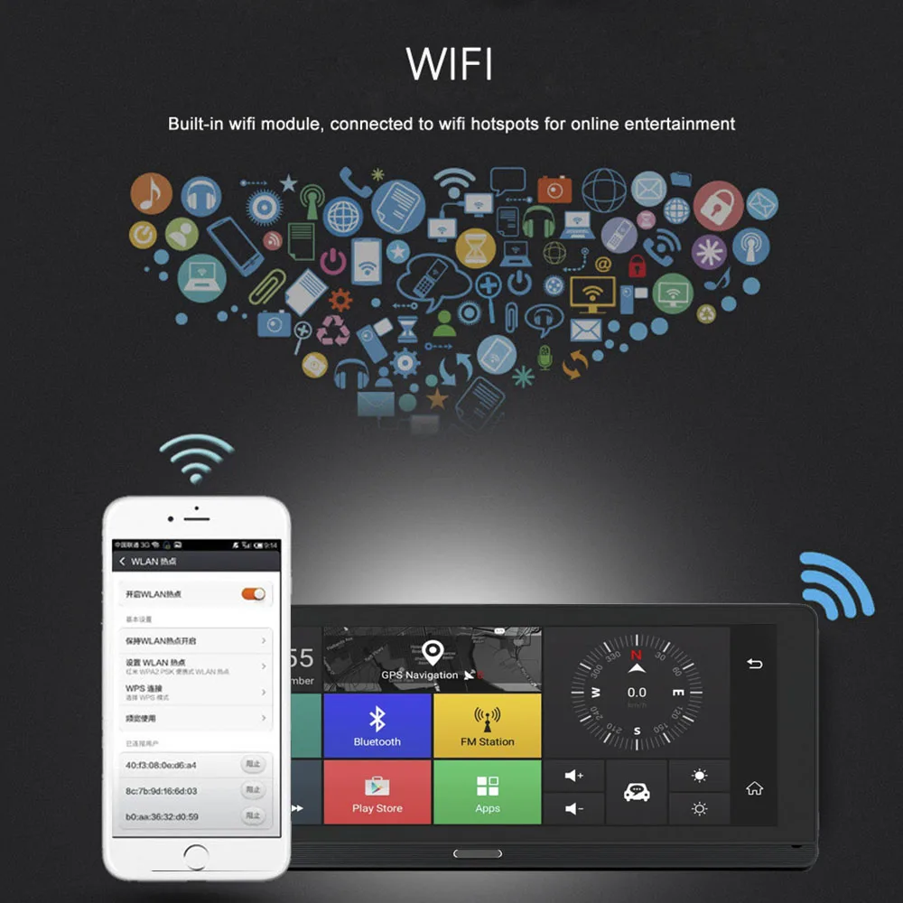 HGDO 8 дюймов 4G Автомобильный GPS навигатор DVR Android FHD 1080P видео регистратор