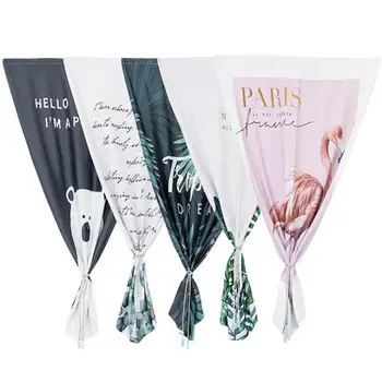 

Modern Printed Single Sticker Curtain No Punching Cotton Linen Bedroom Window Curtain Light Shading Drape For Kids Room