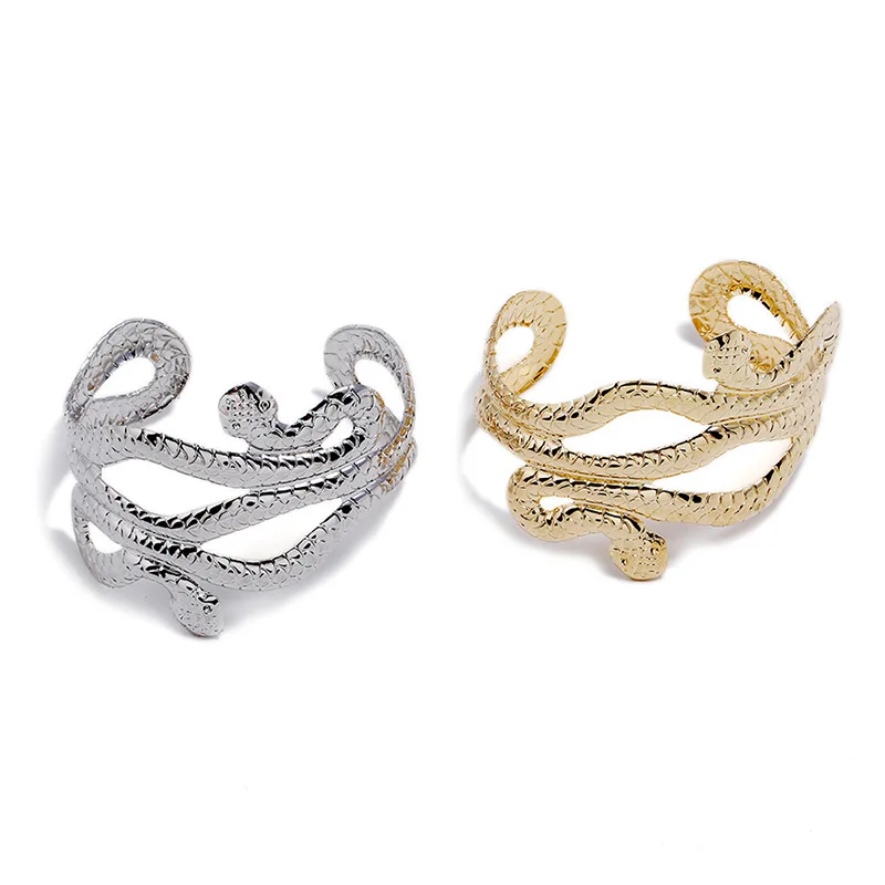 

Dayoff 1PC Europe Gold Silver Color Open Bracelets Cuffs Bangles Snake Personality Simple Bracelets For Womens Jewelry 2018 B50