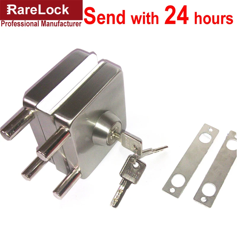 

LHX AMMS111 Glass Door Lock Stainless with 3 Brass Key Lock for Office Kichen Intenior Door