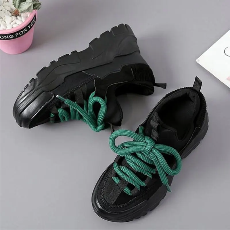 

2019 Spring Autumn Platform Flats Women Suede Leather Lace Up Sneakers Casual Height Increasing Lightweight Shoes XWC1427