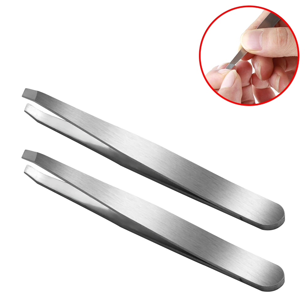 

2pcs Eyebrow Tweezers Stainless Steel Face Hair Removal Eye Brow Trimmer Eyelash Clip Cosmetic Beauty Makeup Tool