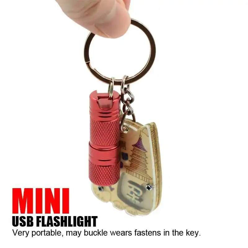 Мини светодиодный фонарик Сумка-брелок свет Водонепроницаемый USB Перезаряжаемые маленький фонарик лампа Фонари с Батарея зарядка через usb