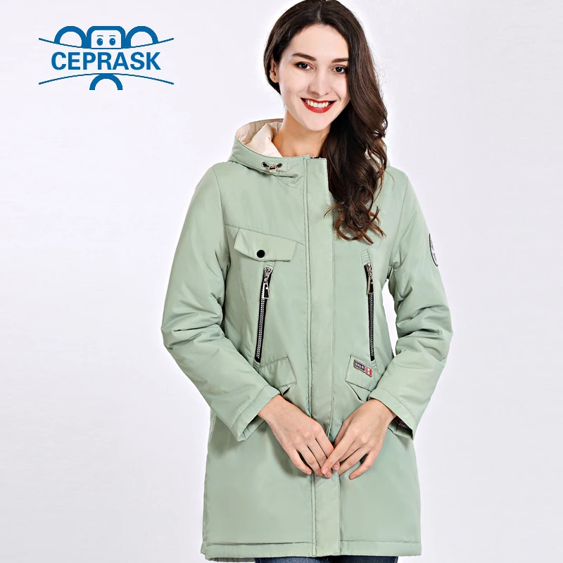 2018 Spring Autum New Women's Coat Windproof Thin Women Parka Long Plus Size Hooded High Quality Warm Cotton Jackets CEPRASK