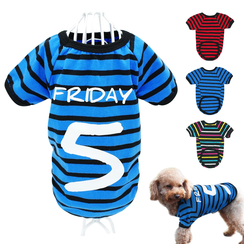 Buy Cotton Dog Clothes Tshirt Summer Striped Dog Cats