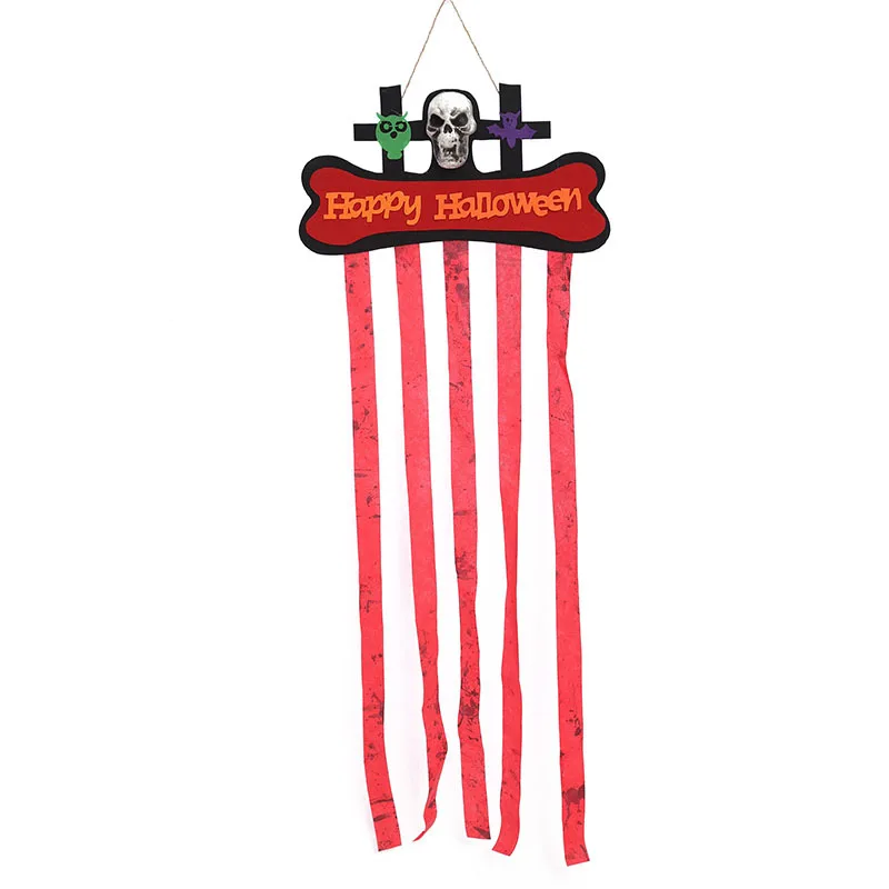 

Creative Skull Bones Hanging Non-Woven Door Flag With Ghostly Pumpkins Spiders Decorative Flag Skull Spider Curtain Props July 1