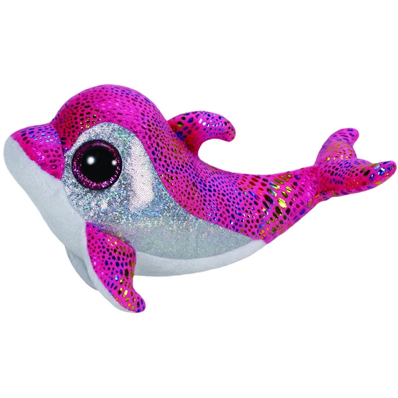 Ty Beanie Мягкие и плюшевые блестки Розовый дельфин игрушка 15 см