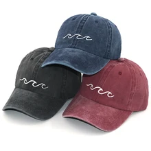 Новая бейсбольная кепка с океанской волной, хлопковая, с эффектом потертости, регулируемая, модная кепка для папы, для женщин и мужчин, Ретро стиль, бейсболки, изогнутые кепки от солнца, высокое качество