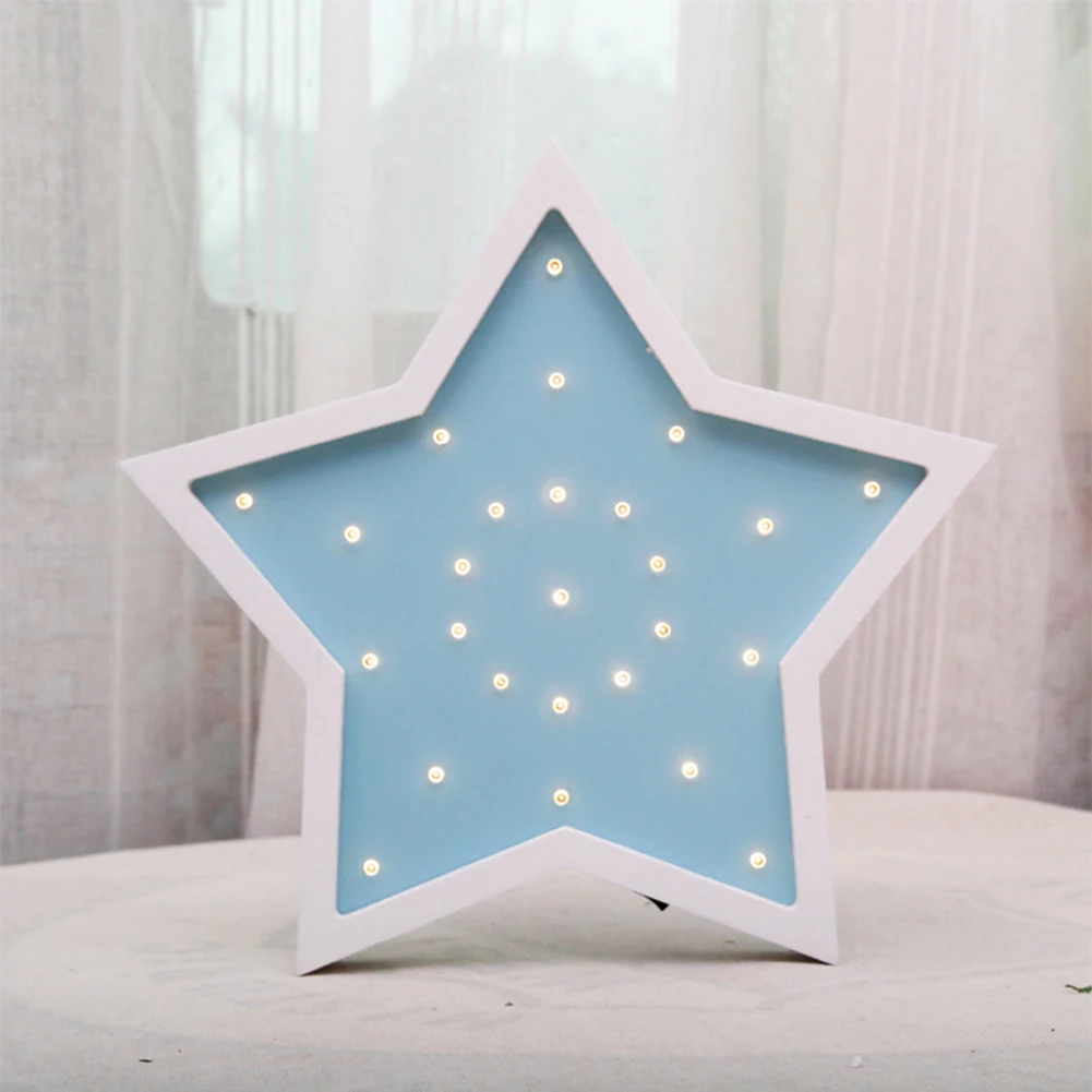 Творчески звезда Форма деревянный светодиодный ночной Светильник для девочек Спальня магазин романтическая лампа Декор ночной Светильник s