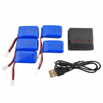 

5PCS 3.7V 600mah lithium battery with 5-in-1 charger for SYMA X9 quadcopter spare parts battery