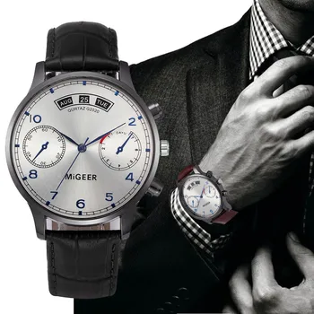 

Retro Design Leather Band Analog Alloy Quartz Wrist Watch Representative of the fashion world Luxury brands Masculinity Sport
