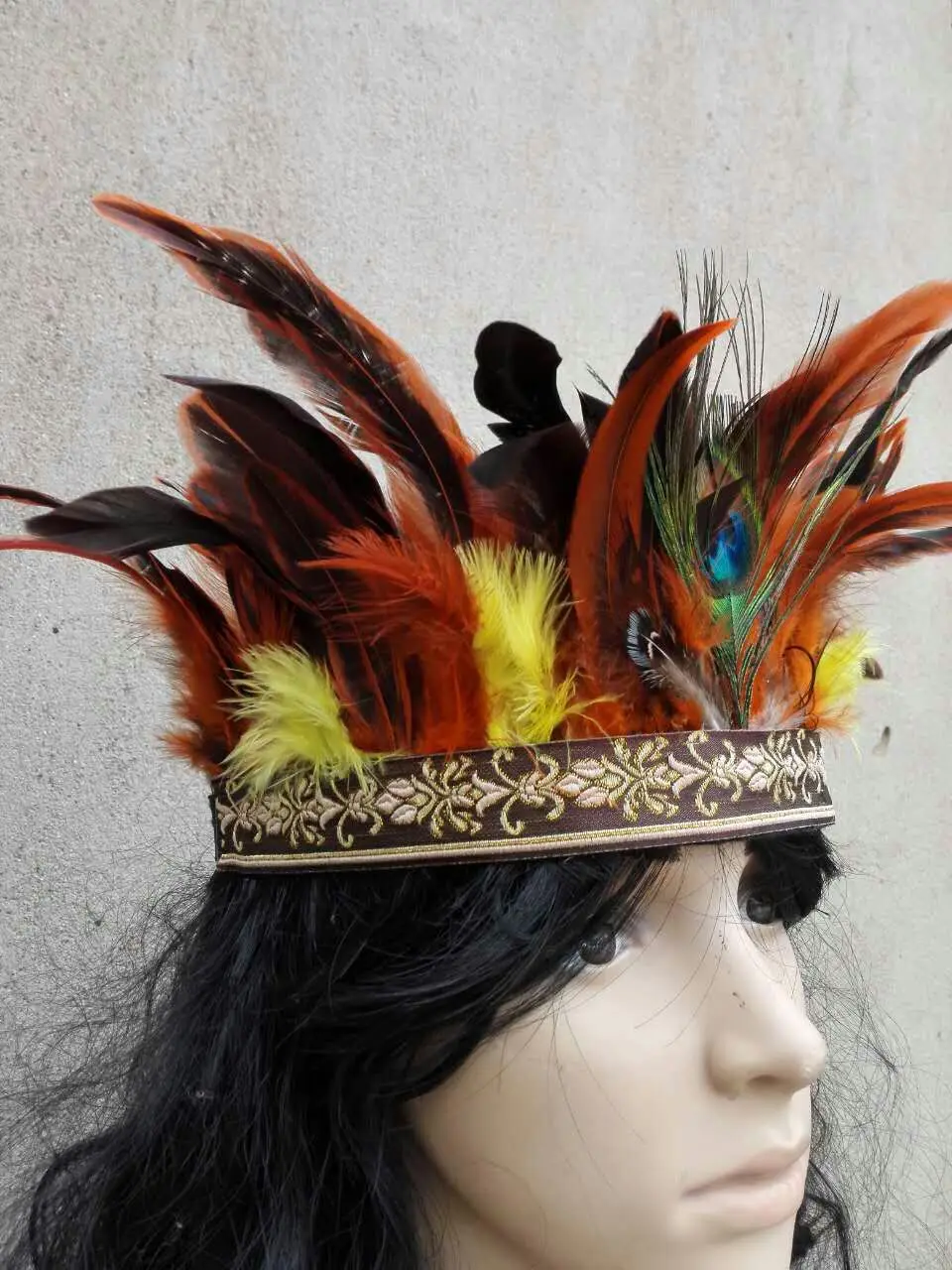 7inch tall feather headdress Hand made costume feather headband