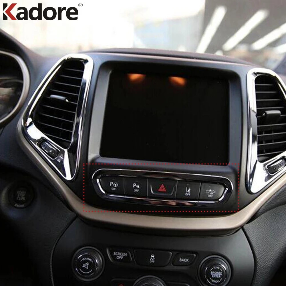 

For Jeep Cherokee 2014 2015 Chrome Emergency Light Button Frame Cover Trim Car Accessories Interior Moulding