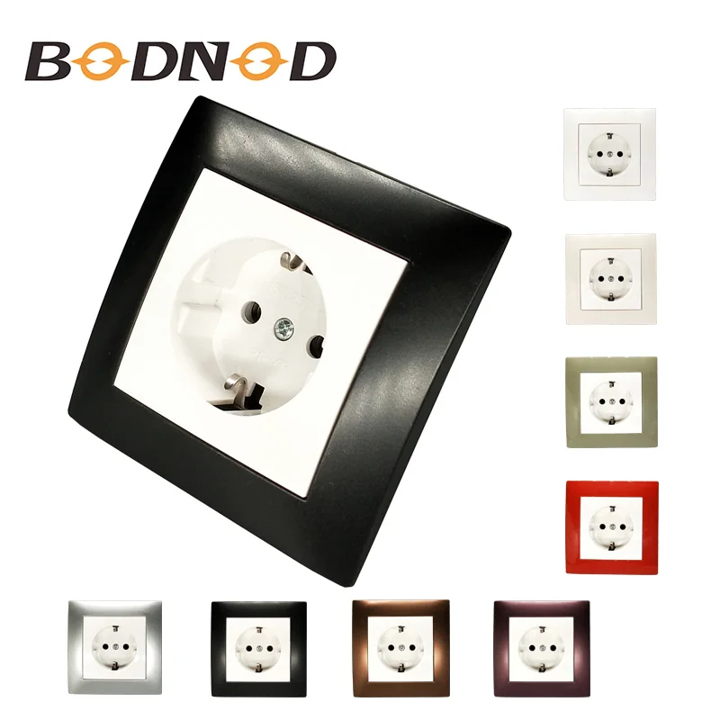 

Wall socket singel Socket withearth with black color frame European standard DIY Socket 16A 250V Decorative