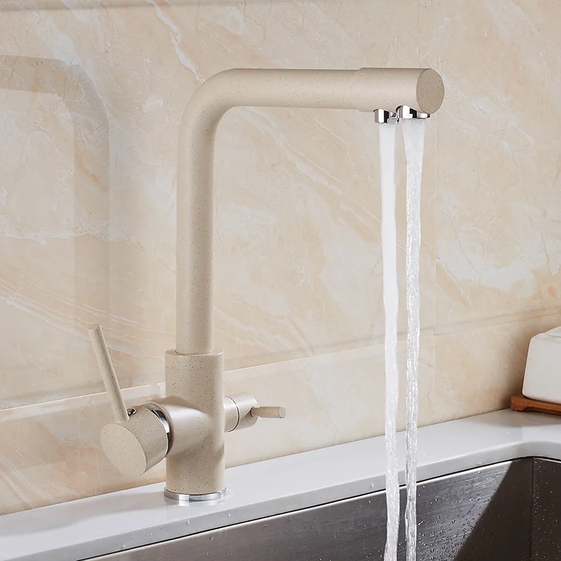 

Modern Oat Color Spray Painting Kitchen Faucets Black Copper 360 Degree Rotation With Water Purification Features YD-645