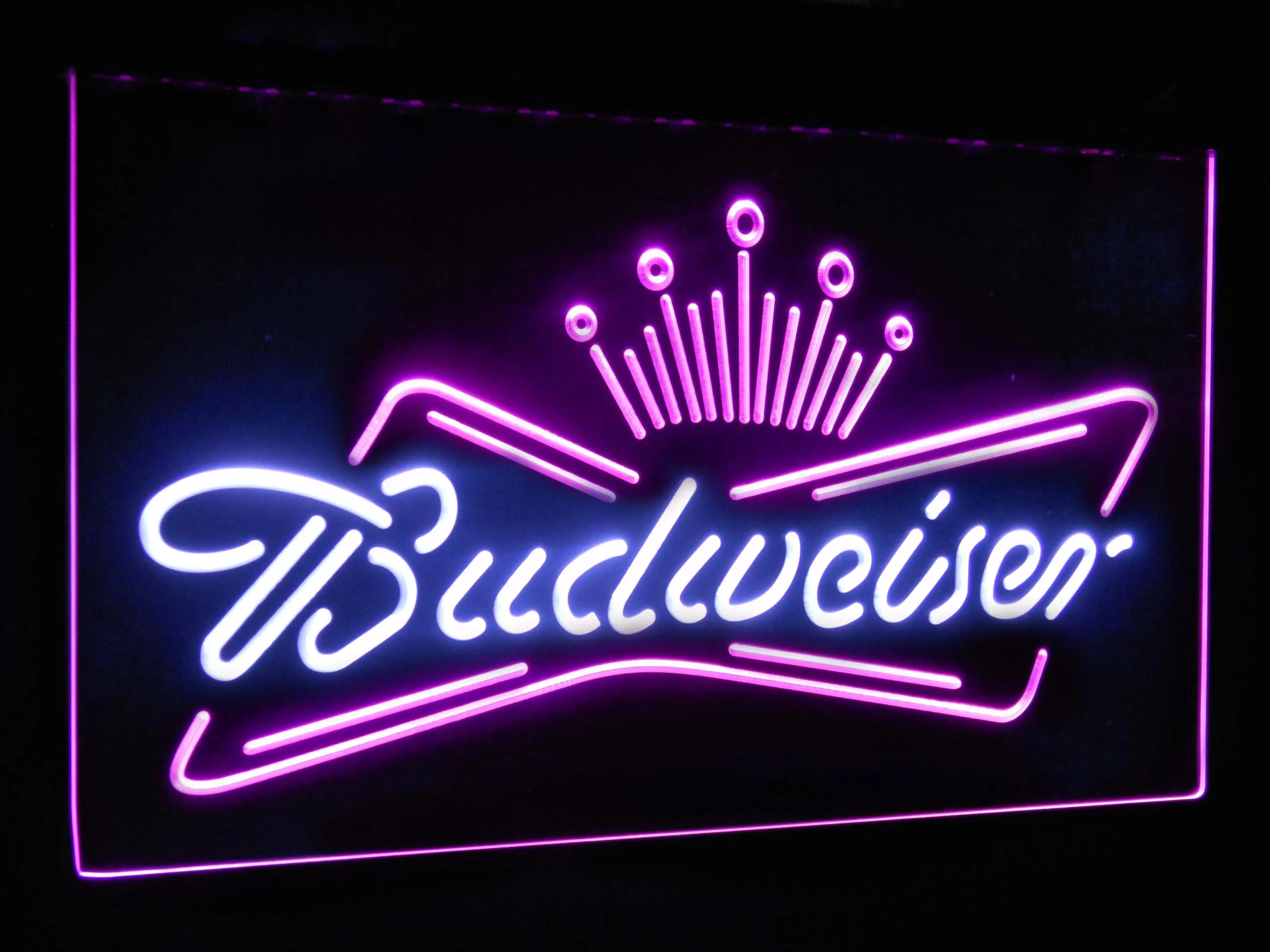 Budweiser King пивной бар украшения подарок двойной цвет светодиодный неоновый светильник вывески st6-a2005 - Цвет: White and Purple