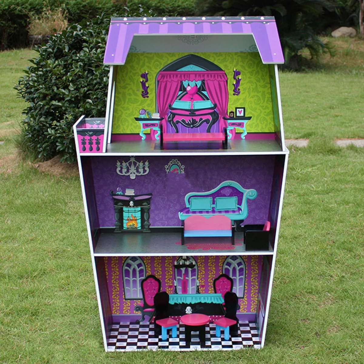 

DIY Dolls House Wooden Large Scale Kids Deluxe Furniture Building Villa Toy Kit 72 x 33 x 114cm Safe Non-toxic Paint Creativity