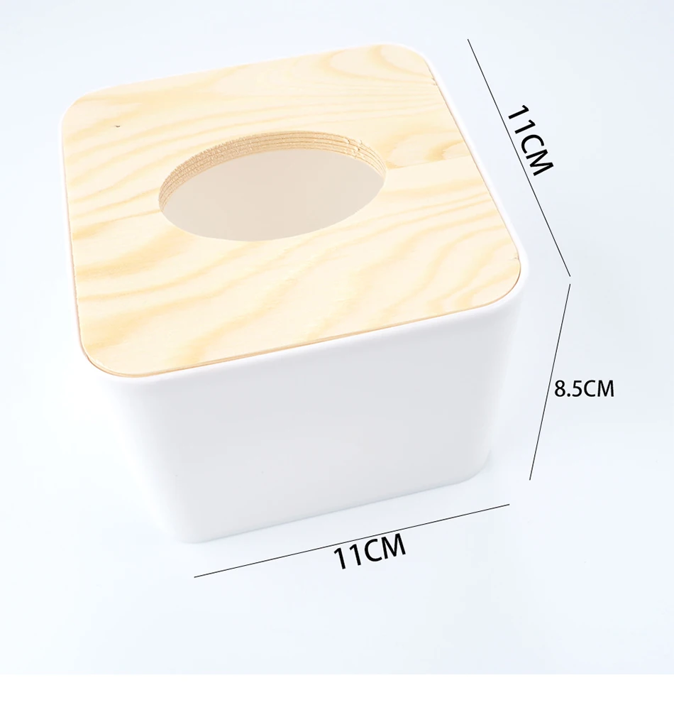 Пластиковая коробка для салфеток с деревянным покрытием для дома, кухни, контейнер для салфеток, коробка для носовых платков, белая короткая коробка для бумажных салфеток, Органайзер