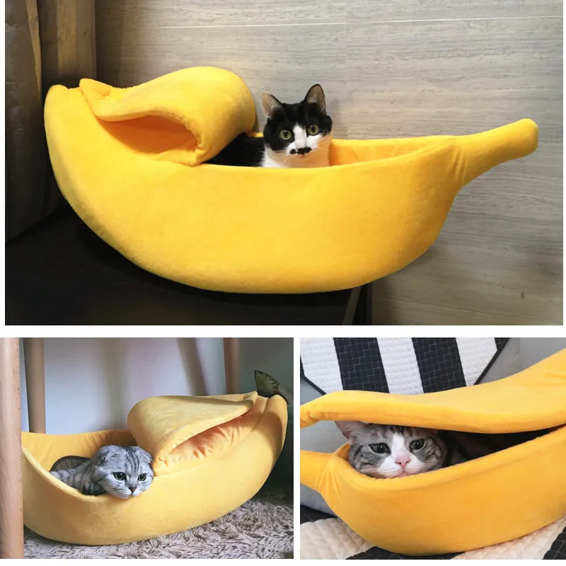 

INS with the same creative banana nest semi-enclosed cat litter dog bed pet nest breathable banana boat cat small pet nest