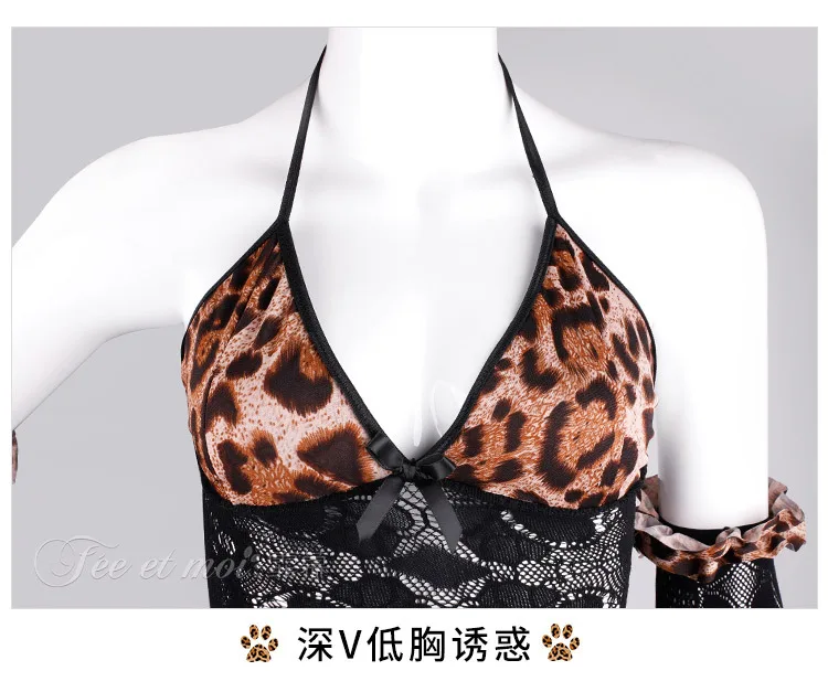 Сексуальное женское белье, Дикий шифон Леопардовый принт, блузка, Женская Сексуальная рубашка с длинным рукавом, свободное леопардовое
