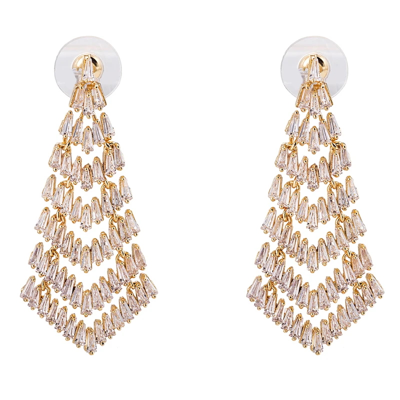 

Attractive White Zircon Rose Gold Drop Dangle Earrings For Women Free Shipping M03-ERZ0687