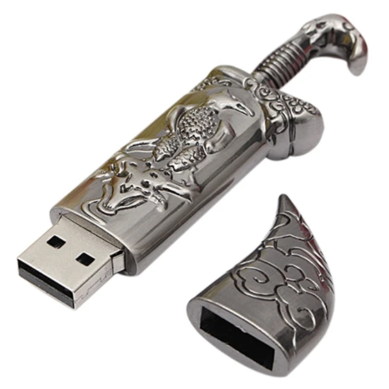 USB 2,0 металлический Меч Модель флэш-карты памяти хранения флеш-накопитель пистолет-черный