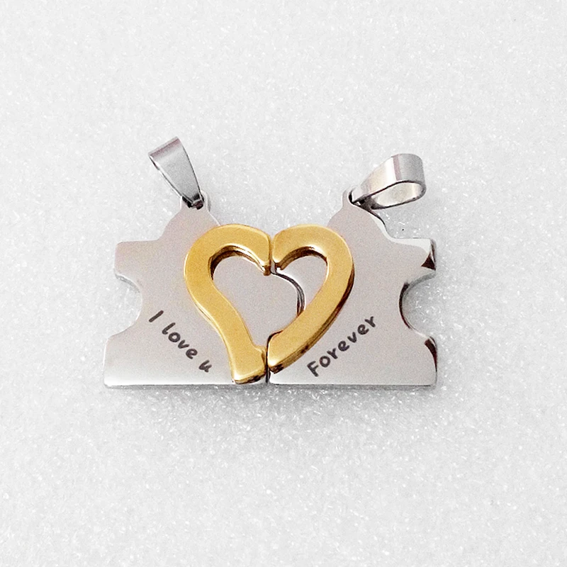 Apparel versatile fashion love puzzle pendant couple necklace Valentines Day jewelry