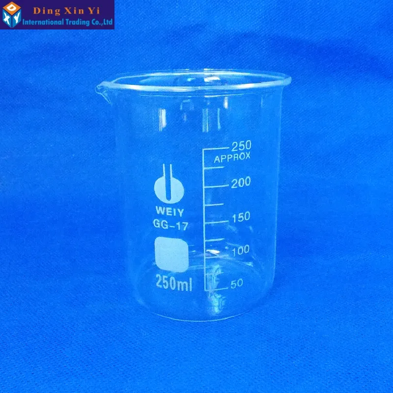 12 шт/лот стеклянный стакан 250 мл лабораторные принадлежности стеклянный лабораторный стакан измерительные мензурки наборы