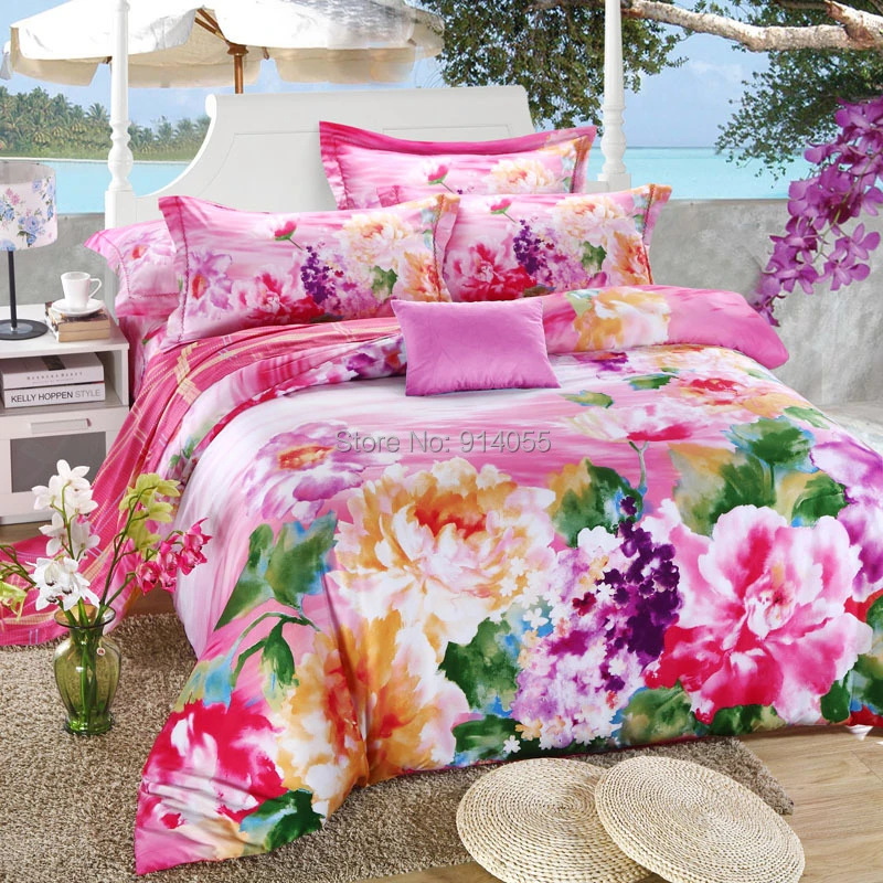 Long Staple Cotton Bedding Set Twill Reactive Printed Bedding Sheet