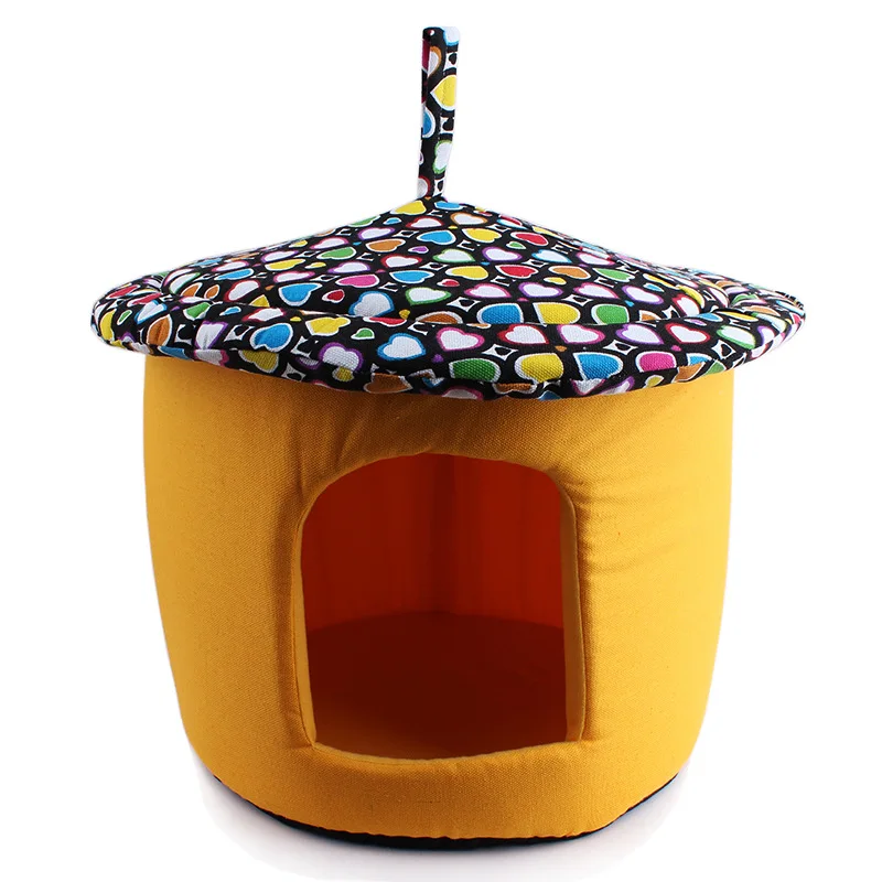 2018 Direct Selling Hand Wash Breathable Pet Supplies New Winter Mushroom House Kennel Canvas Dog For Cat 45*37*35cm | Дом и сад
