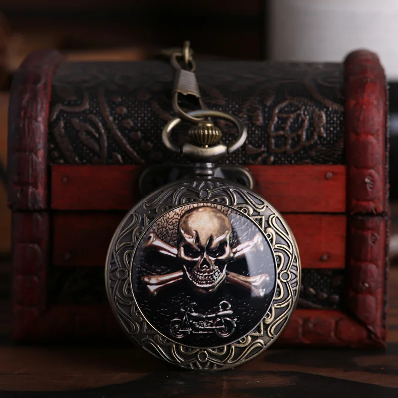 Карманные часы Cool Skull кварцевые карманные часы с цепочкой FOB женские/мужские подарки Relogio De Bolso