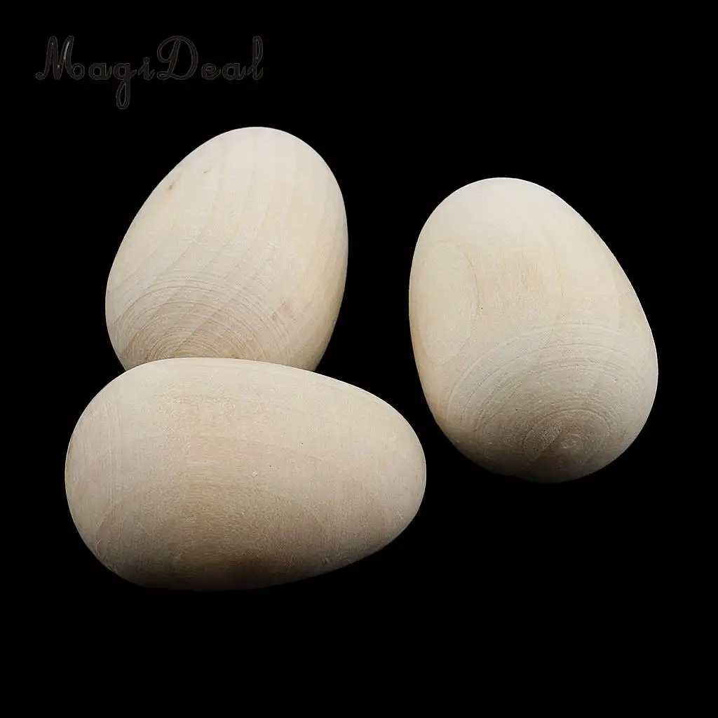20pcs Simulation Natural Wooden Eggs DIY Hand Painted Doodle Easter Egg Play House Toy Pretend Play Toys Crafts 37mmx23mm