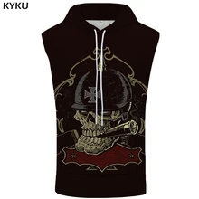 KYKU бренд череп без рукавов толстовка панк с капюшоном хип хоп пальто рок Толстовка сигарета рубашка жилет мужская одежда 3d принт