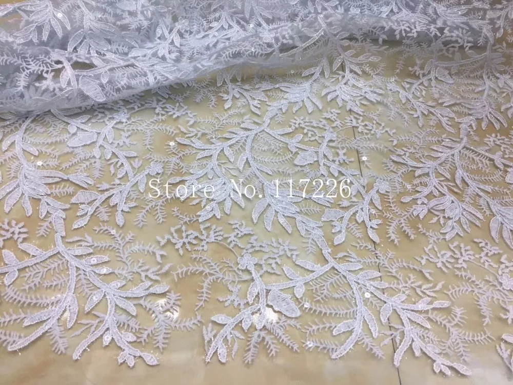 Pretty flower with sequins Embroidered Nigerian Laces Fabric Bridal JRB 24524 French Tulle Lace