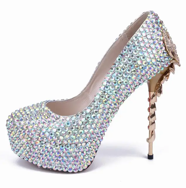 Diamond High Heels With Thin Metal Waterproof Taiwan All Drill Diamond High Heels With Thin Metal Waterproof Taiwan All Drill End Wedding Shoes